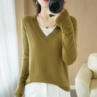 2021 autumn winter new cashmere sweater womens v neck pullover casual sweater top cashmere womens sweater 2137
