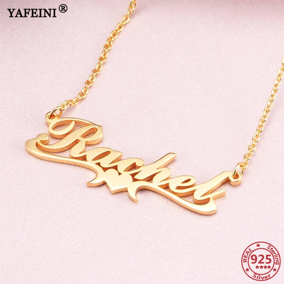 

YAFEINI Customize Name Necklaces 925 Sterling Silver DIY Name Necklace Pendants Personalized Letter Necklaces Mom's Gift Jewelry