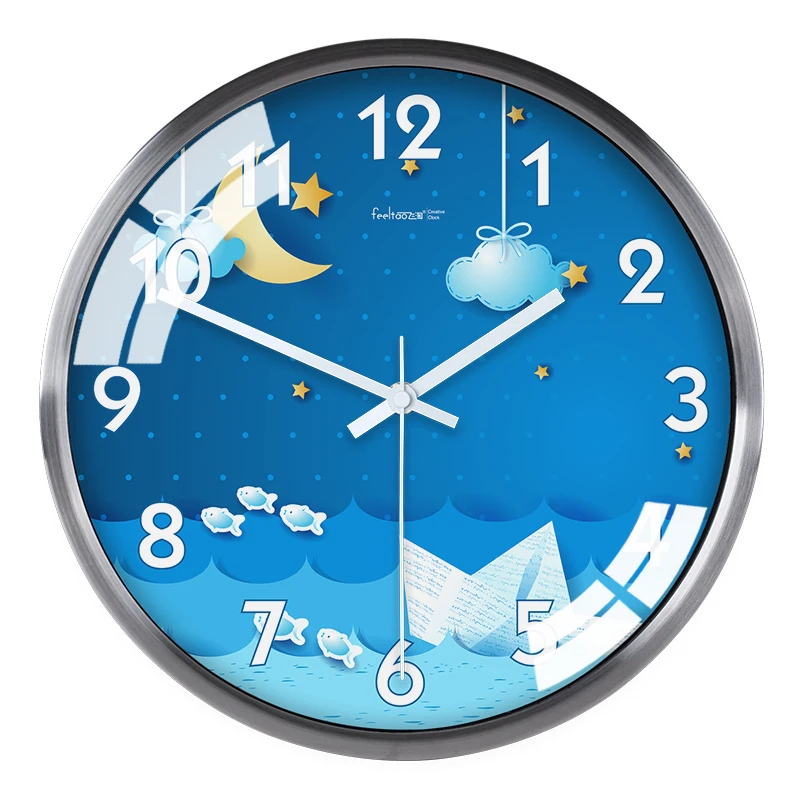 

Милые тихие креативные настенные часы в скандинавском стиле, Мультяшные большие настенные часы для детской комнаты, спальни, современного ...