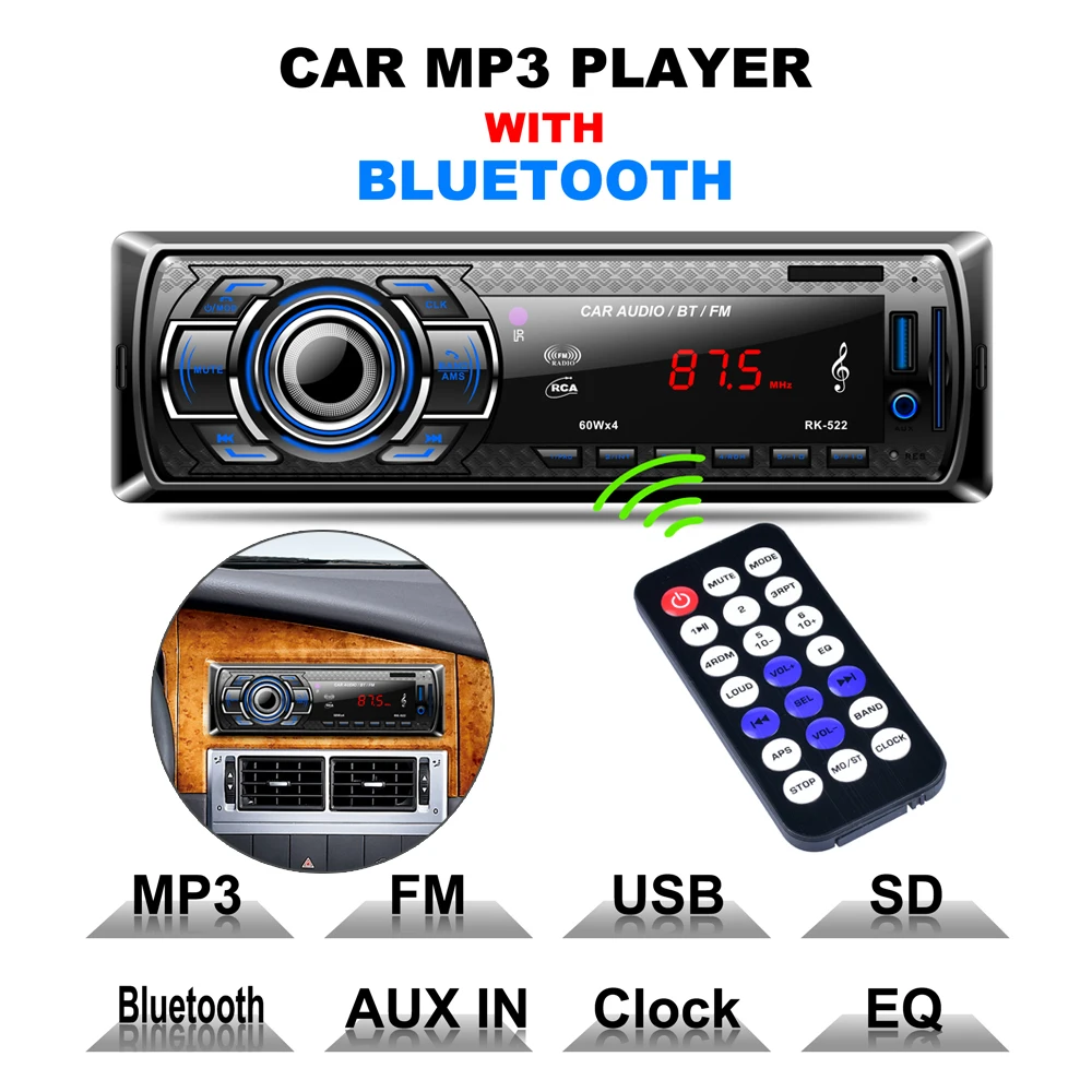 12 В Bluetooth Авто Радио MP3 плеер автомобиля стерео аудио Поддержка FM USB SD MMC AUX In + пульт