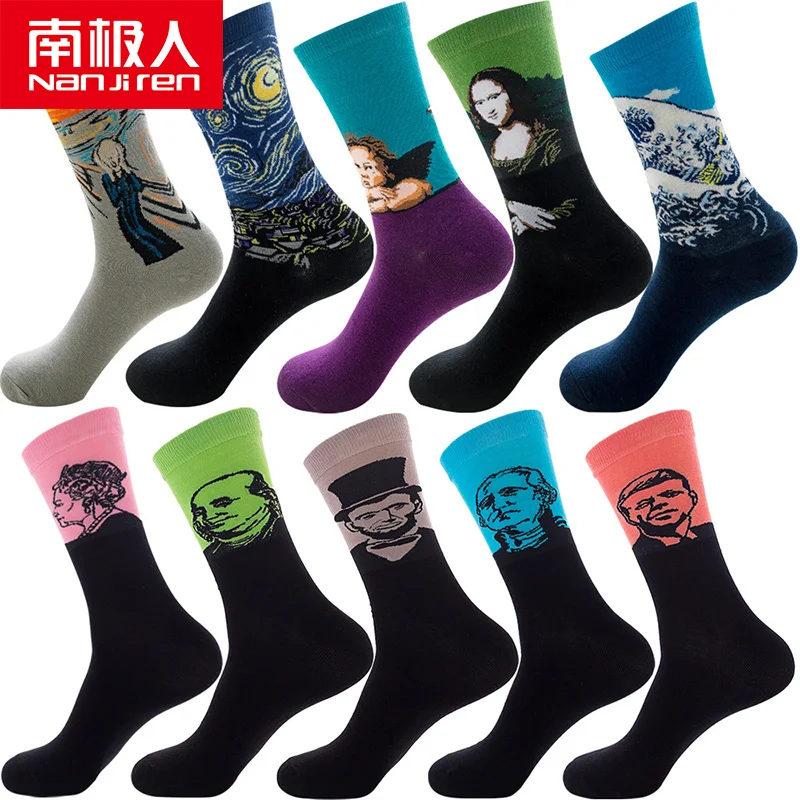 nanjiren 10 pair socks for women and men cotton funny crew socks cartoon animal warm men's sports socks christmas middle socks