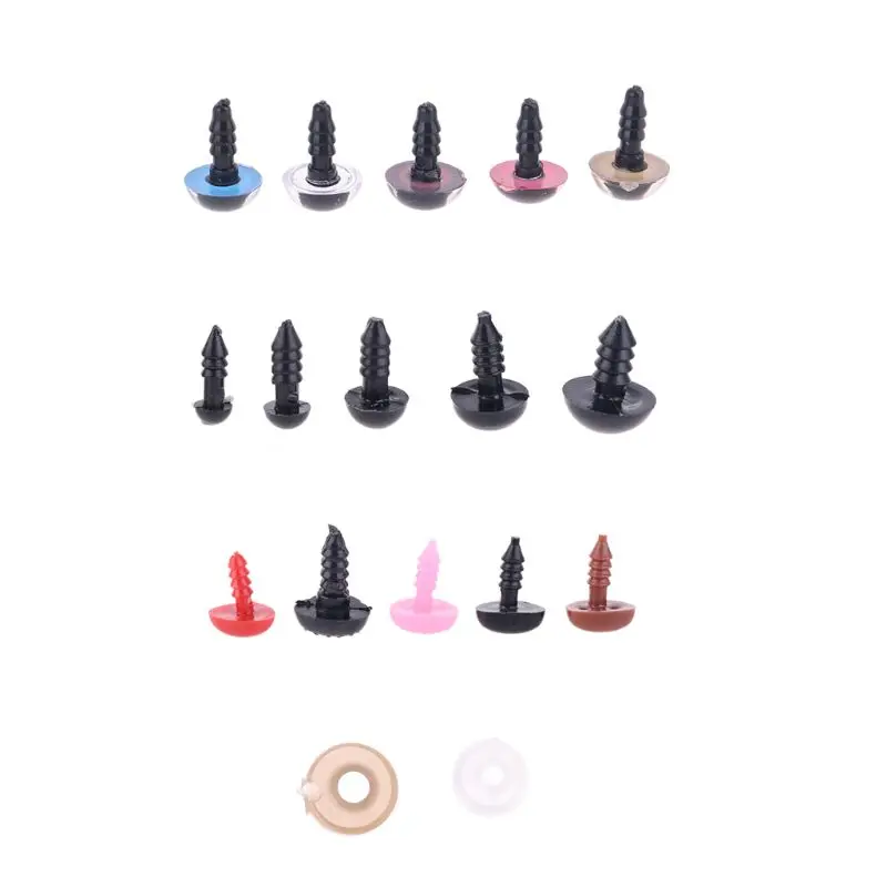 

376 Pcs Colorful Plastic Crafts Safety Eyes Nose 15 Grid 5-12mm Kit with Washer