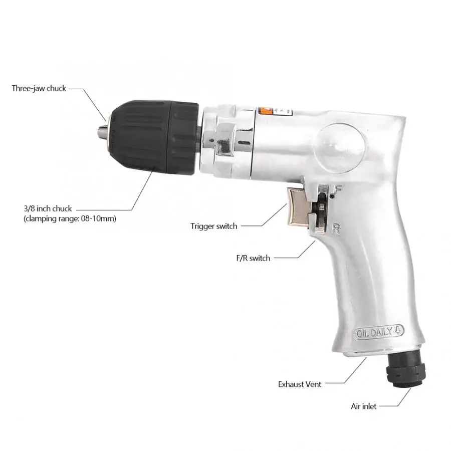 Воздушная дрель с самоблокирующимся реверсивным переключателем пневматический
