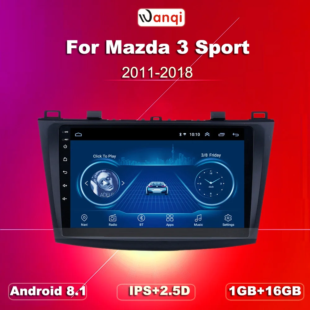 9 дюймов Android 9. 0 2.5D Закаленное HD Сенсорное радио для mazda 3 sport 8 1 2011 с Bluetooth USB WIFI