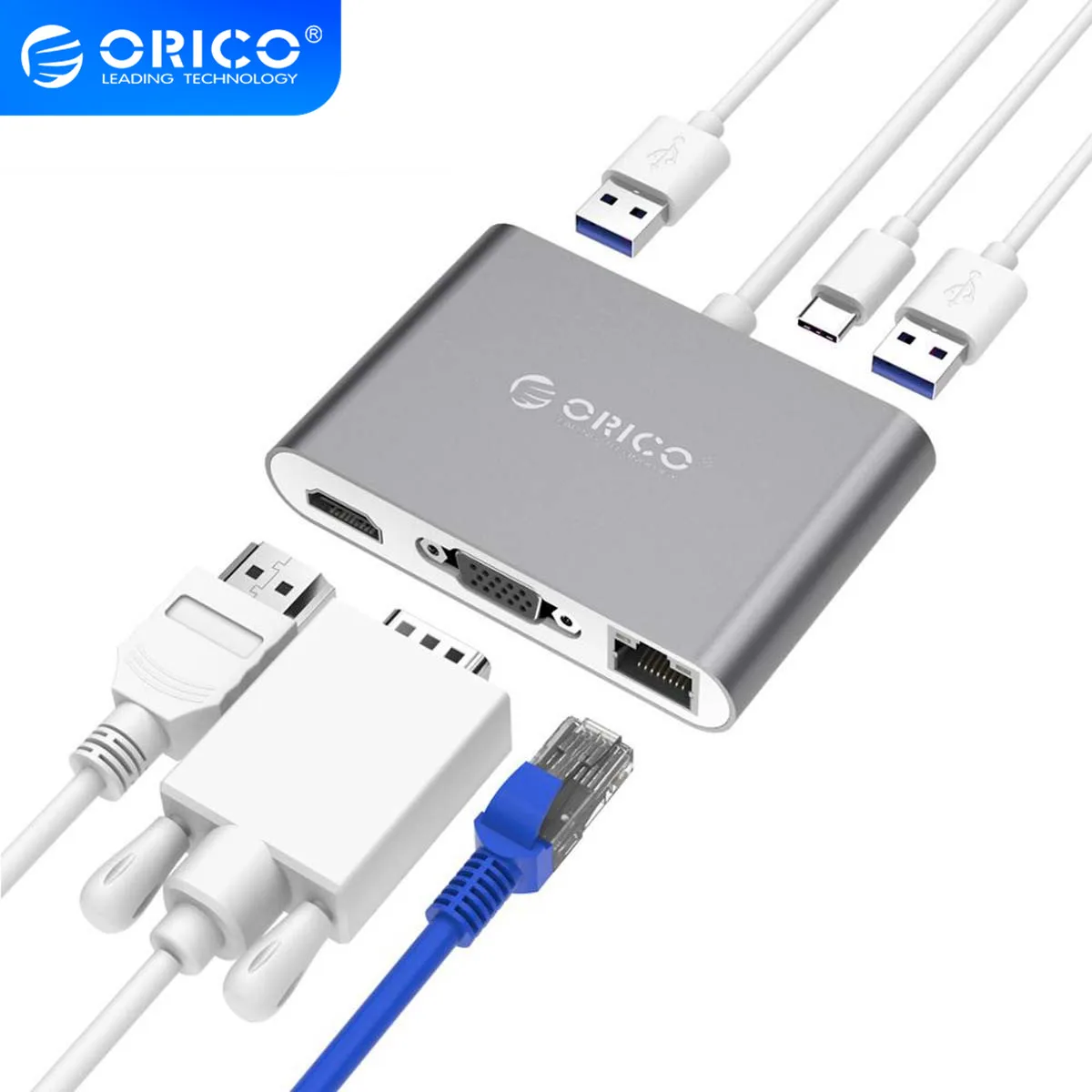 ORICO USB C концентратор для ноутбука PD зарядки Алюминий Тип с разъемами типа и