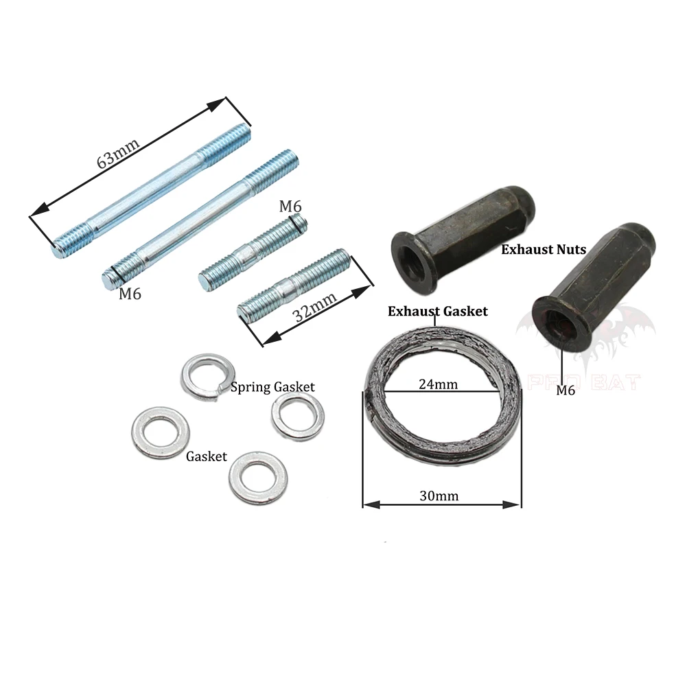 Болт выхлопа шпилька Гайка прокладка для скутера GY6 50cc 125cc 150cc QMB139 152QMI 157QMJ Taotao Jonway |