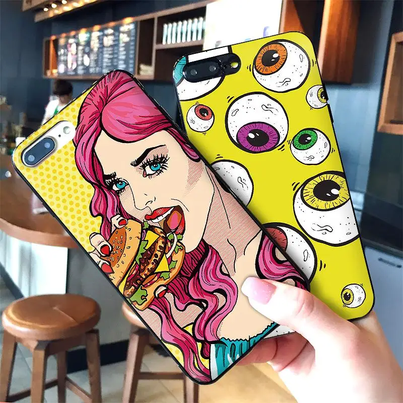 Case For iPhone 6 6S plus Luxury Black 5 5S SE 7 8 Plus X XS Max XR Cover Pop Art Woman | Мобильные телефоны и аксессуары