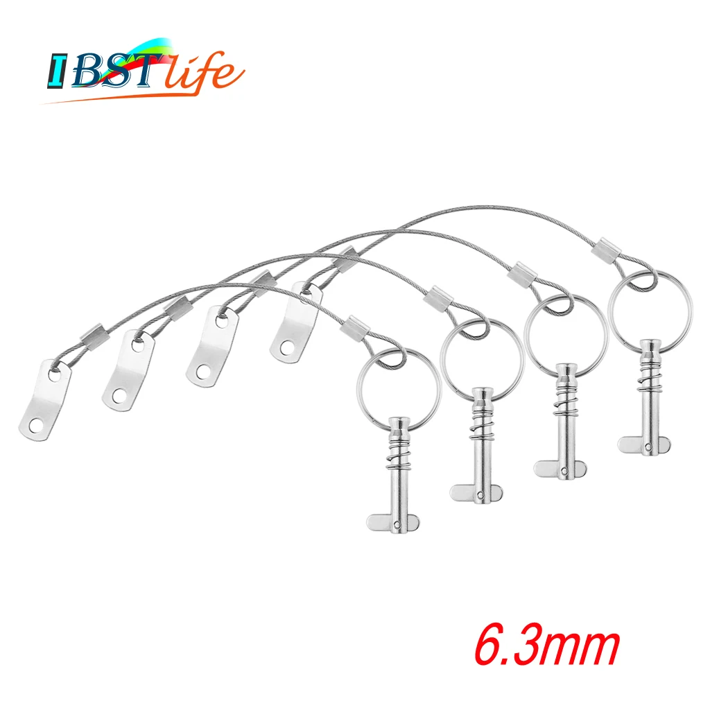 

4X 6,3 мм 1/4 дюйма быстросъемный штифт со шнурком для лодки, Bimini Top Deck, шарнир, морское оборудование, нержавеющая сталь 316