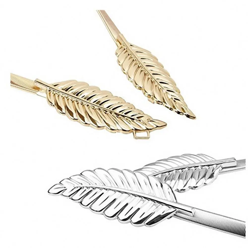 Винтажные модные пояса с листьями металлические ремни эластичные спереди для