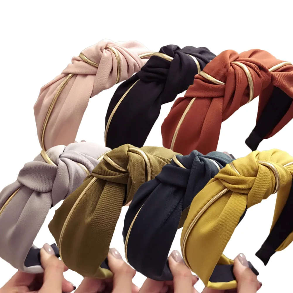 

1PC Fashion New Hot Sold Women Black Gold Striped Cross Knot Twist Hairband Headband Wide Head Hoop Hair Accessory High Quality