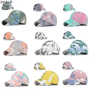 Бейсболка женская с принтом тай-дай, яркие кепки в стиле хип-хоп, летние кепки с отверстиями для хвоста, Регулируемая Кепка для отца