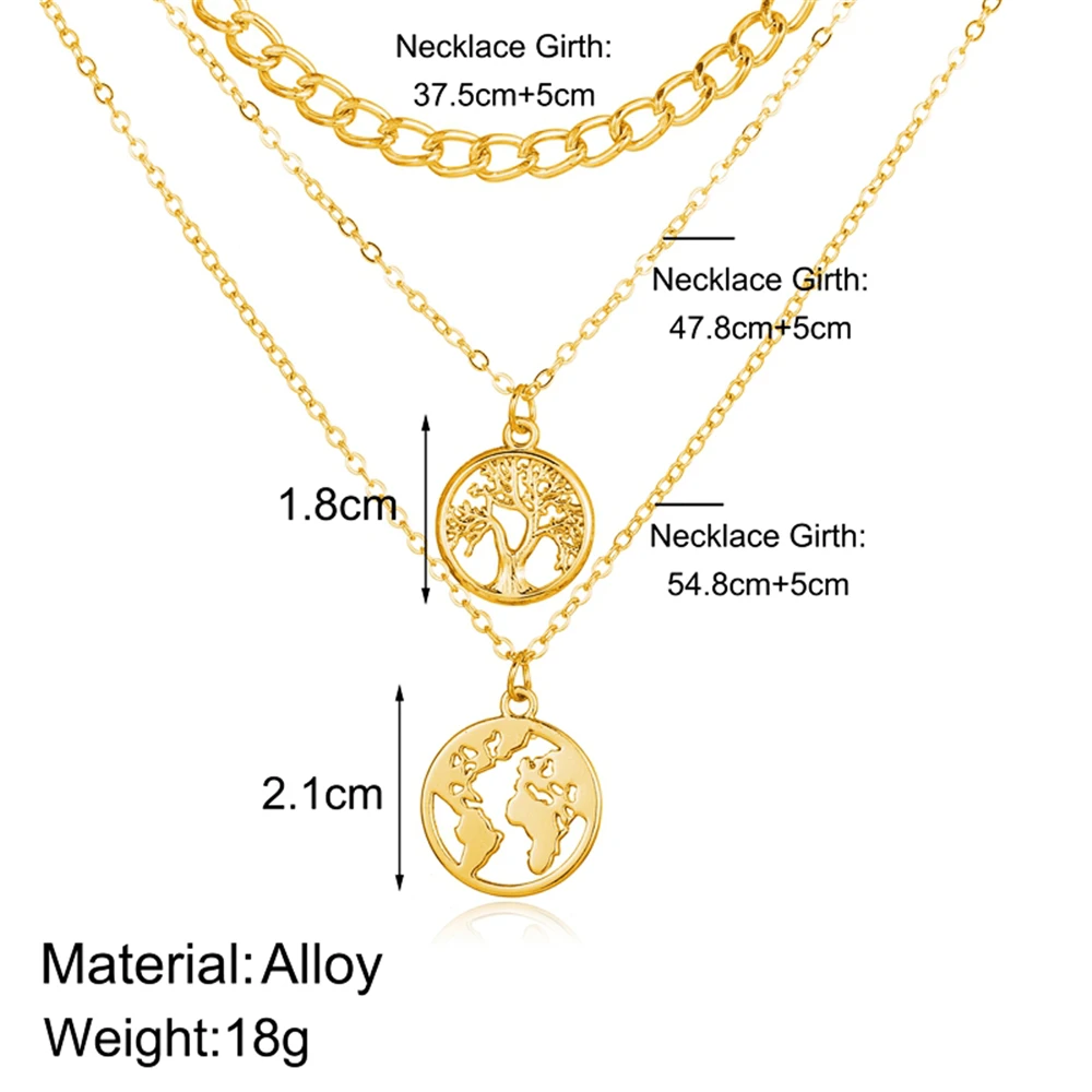 Винтажное Многоуровневое ожерелье для женщин Бохо модное Золотое круглое