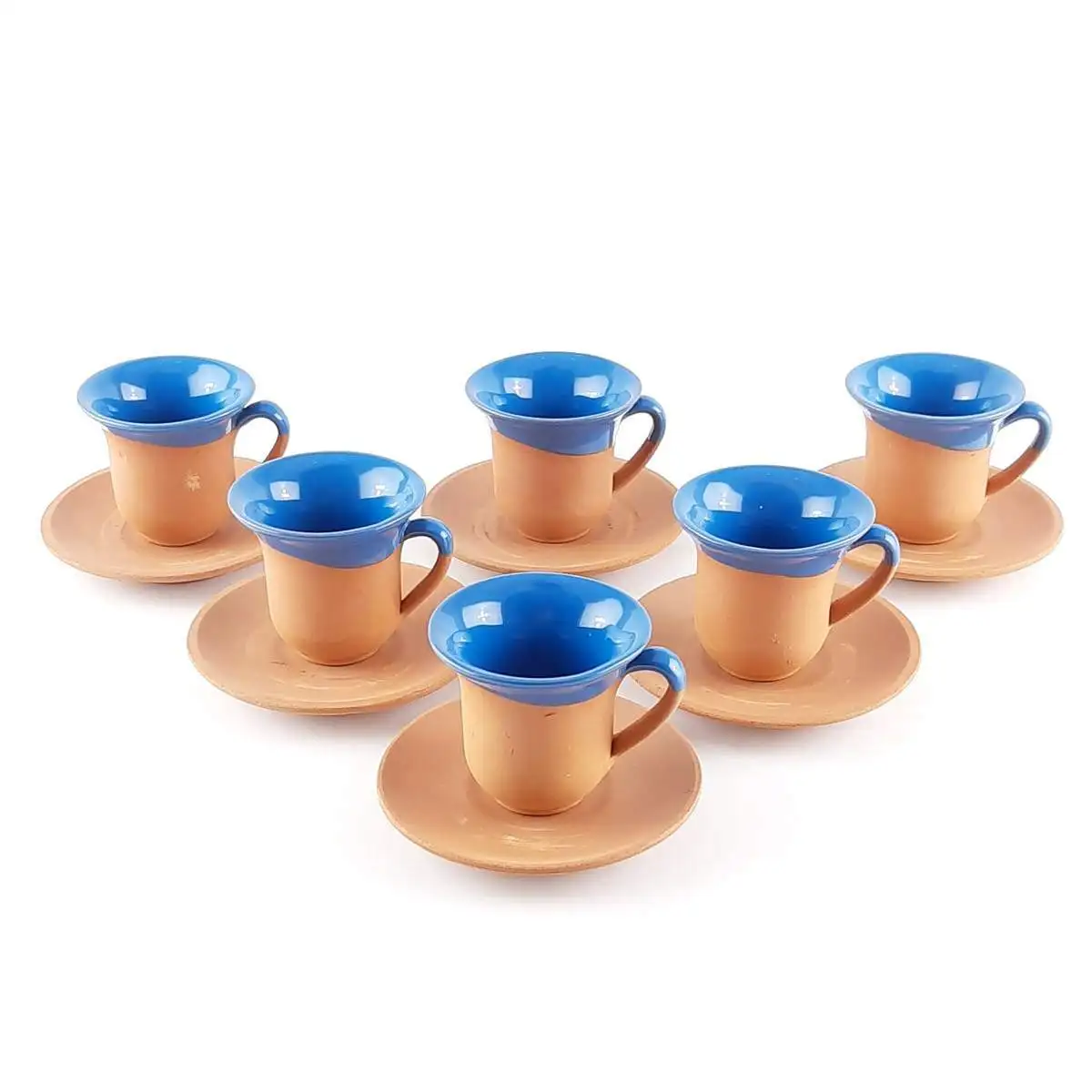 Mugs Clay Turkish Coffee Set Set in Espresso Patterned Argil Coffeeware Arabic Coffee Cup Set WhiteBlue Set 100 Natural 12 pcs