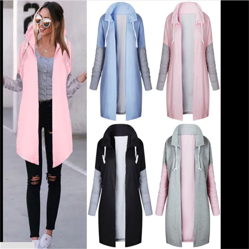 

Spring Outerwear Coats Female Autumn Women Fashion Clothing Patchwork Casual Long Coat Women's Hoody Jacket Long Cardigans