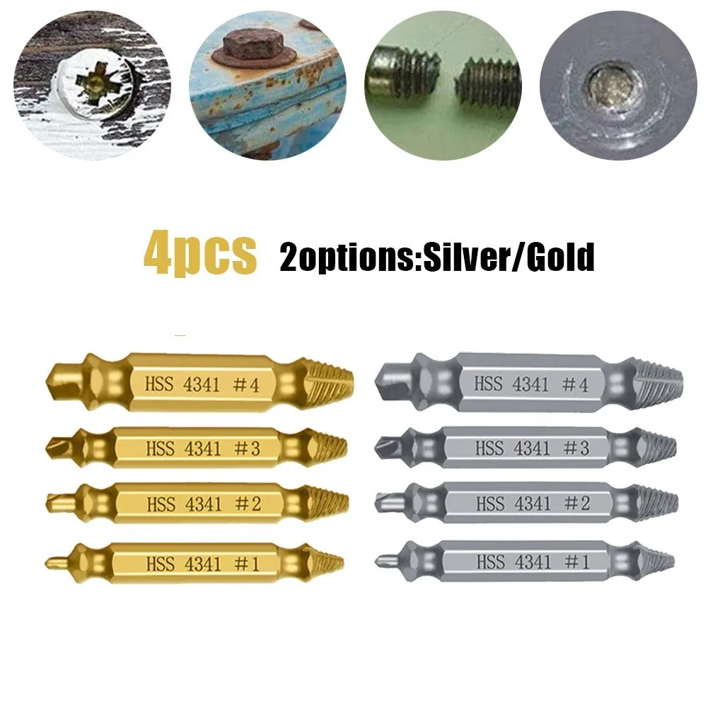 

4pcs Broken Screw Extractor Defective Screw Extractor Set Stripped Drill Bit Broken Screw Remover Carbide Bit Screwdriver