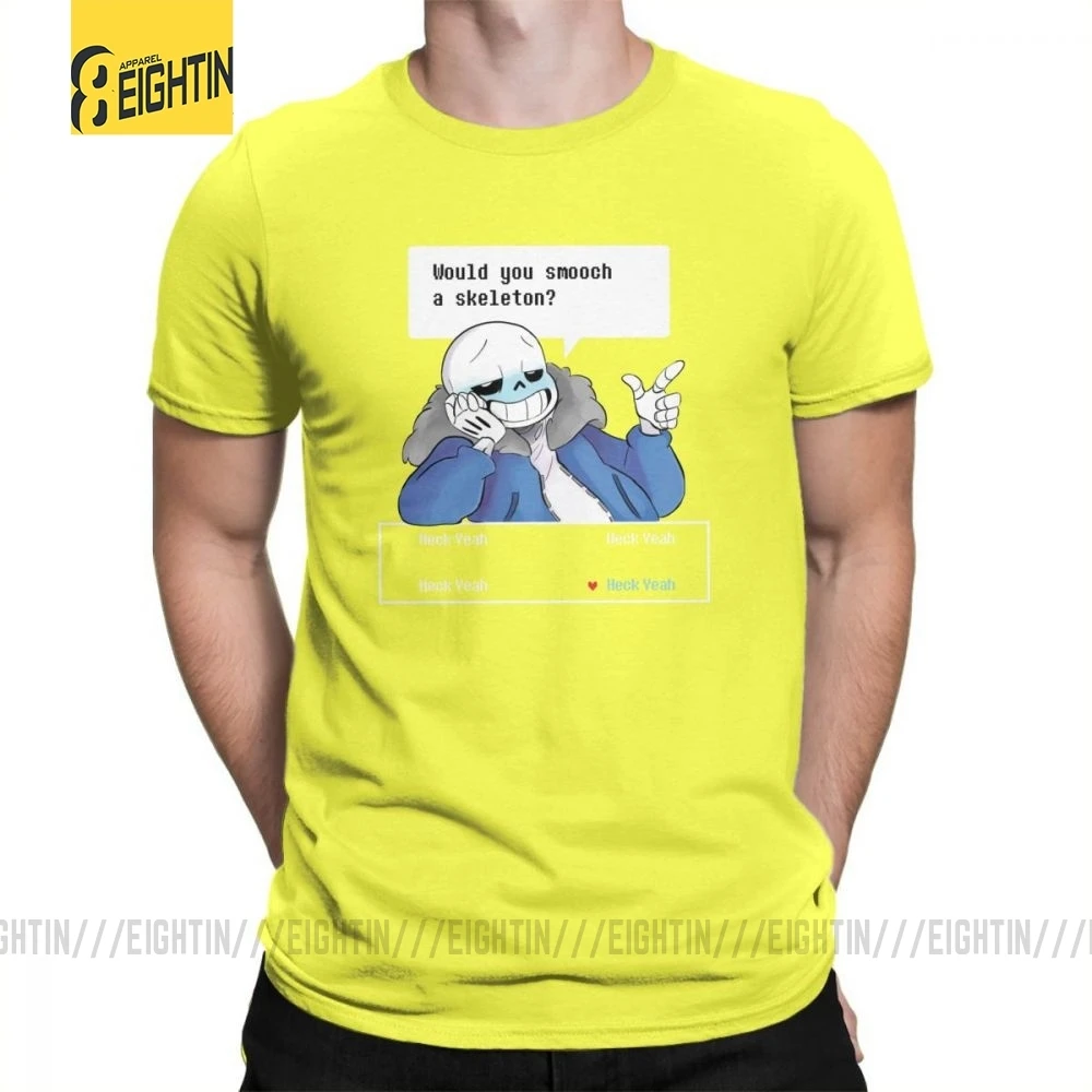 Футболки Undertale Новые мужские футболки с круглым вырезом из чистого хлопка с коротким рукавом для отдыха больших размеров - Цвет: Цвет: желтый