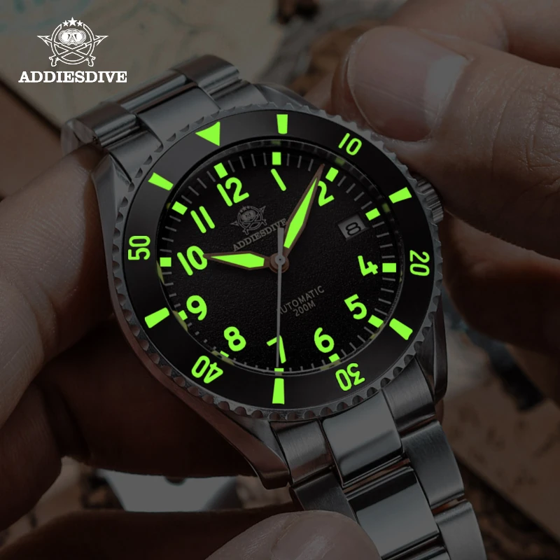 

ADDIESDIVE Mechanical Self Wind NH35A Automatic Diver Watches 200m Sapphire Crystal Glass Dial Sport Mens Luxury Wristwatches