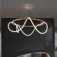 ceiling chandelier led art living room lamp hotel restaurant indoor lamp golden lamp body 360%c2%b0 luminous soft silicone light bar