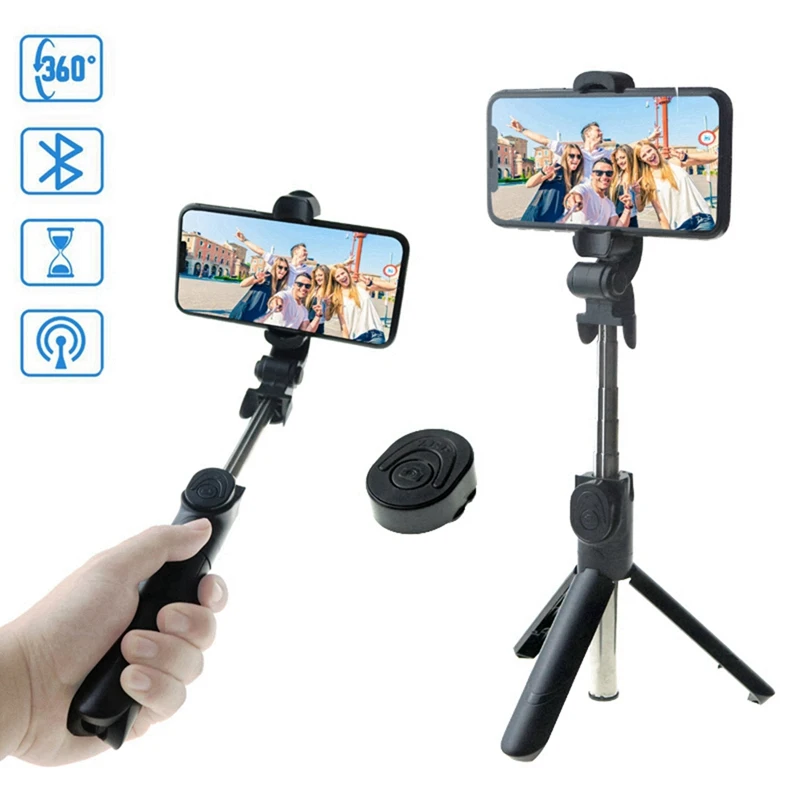 

360° Rotation Extendable Monopod 3 In1 Foldable Selfie Stick Phone Tripod With Bluetooth Remote For Smartphone Selfie Stick