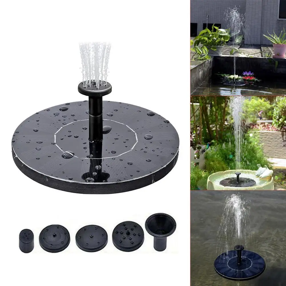 

5.3in Solar Fountain Pond Fountain Pump With 4 Sprinkle Heads Outdoor Garden Decor Fountain For Bird Bath Fish Tank Small Pond