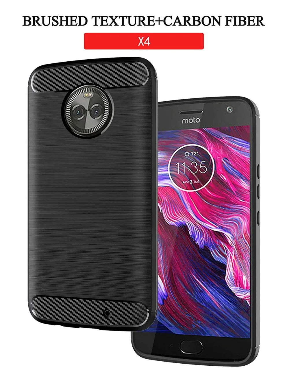 Чехол Moto X4 2 шт./упаковка из углеродного волокна с матовой текстурой мягкий ТПУ