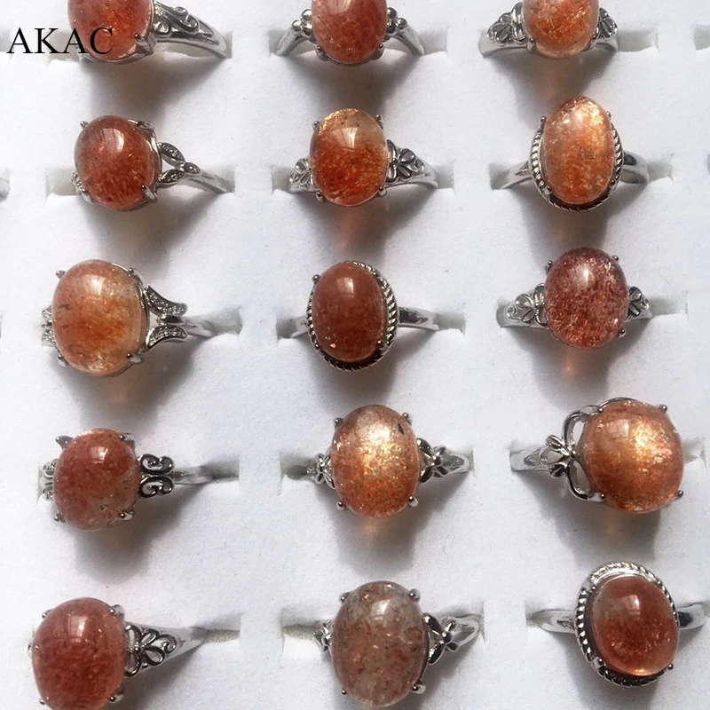 3 кольца AKAC натуральный Золотой sunstone регулируемое кольцо из белой меди