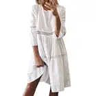 Женское ажурное платье бохо, белое элегантное платье с рукавом 34, одежда для лета и осени, Прямая поставка