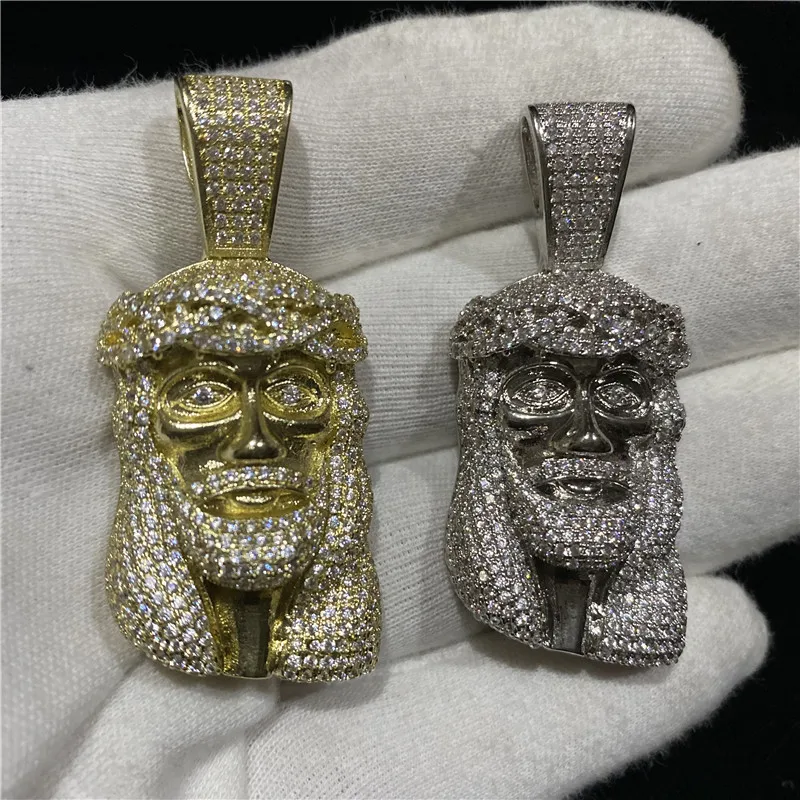 

18K Plated Iced Out Big Baguette Diamonds Jesus Piece Pendant Necklace Chain for Men Hip Hop Jewelry Gift