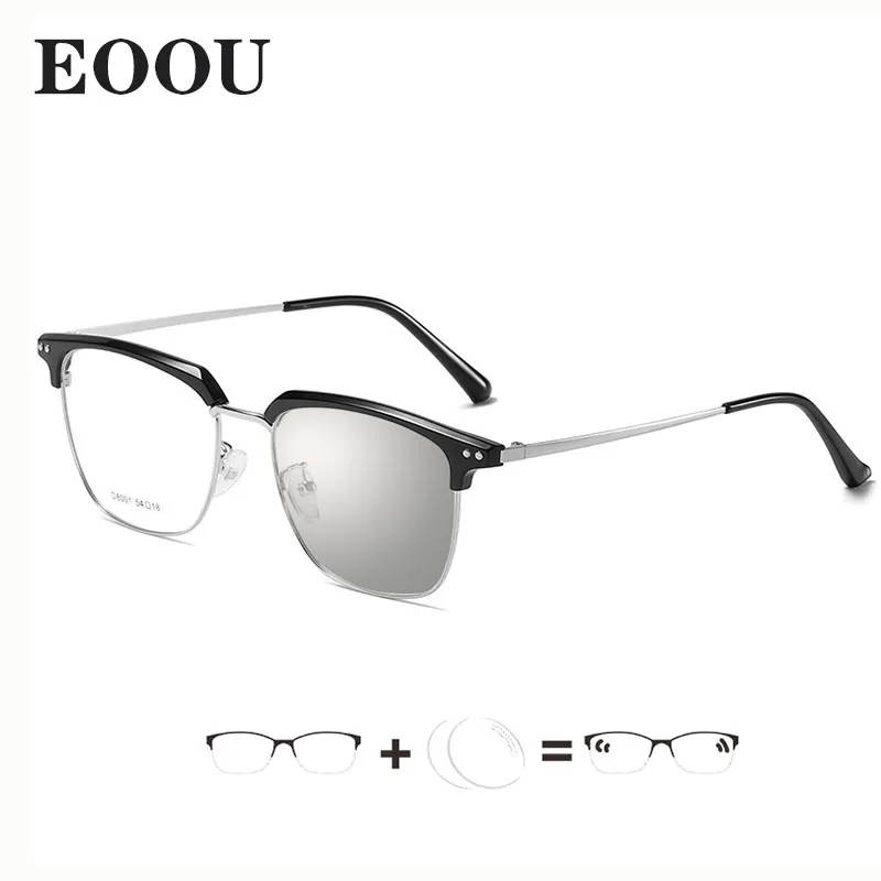 

Men Fashion Square Glasses Freame Photochromic Optical Glasses Prescription Anti blue light Oculos Progressive Multifocal Lens