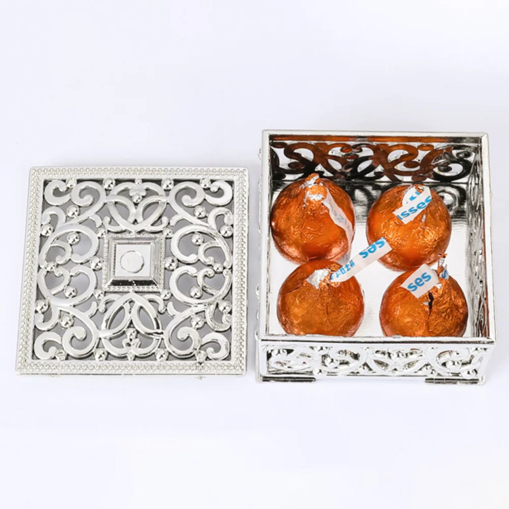 

24PCS Hollow Out Flower Pattern Gift Boxes Square Mini Candy Boxes Packaging Case Party Favors (Golden)