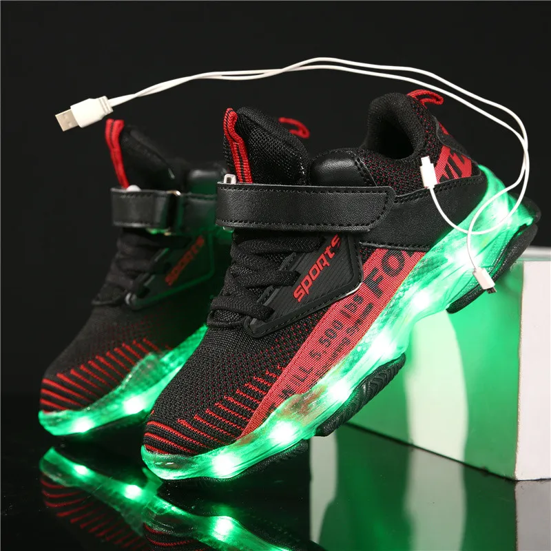 Кроссовки светодиодные с зарядкой от USB размер 26-36 | Детская одежда и обувь