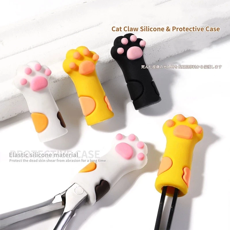 

1 pc Cute Cat Paw Silicone Nail Scissors Case Protective Cover Nails Nipper Clipper Claw Anti-fall Tweezer Manicure Accessories
