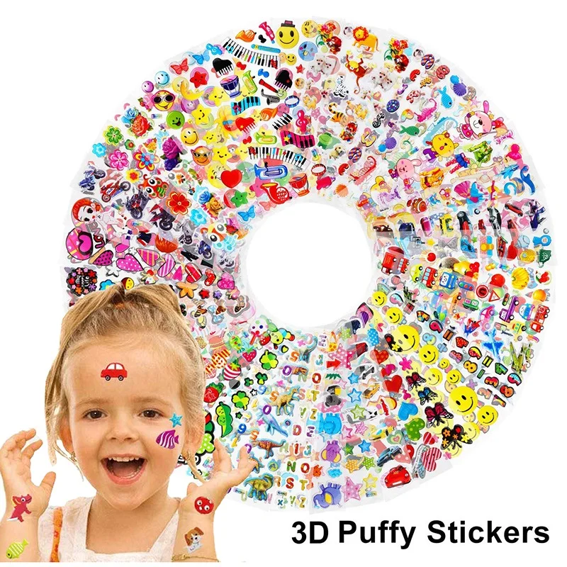 

LazyChild 10 листов 3D пузырь пухлые наклейки для детей с персонажами из мультфильмов для мальчиков и девочек наклейка принцесса Водонепроницаем...