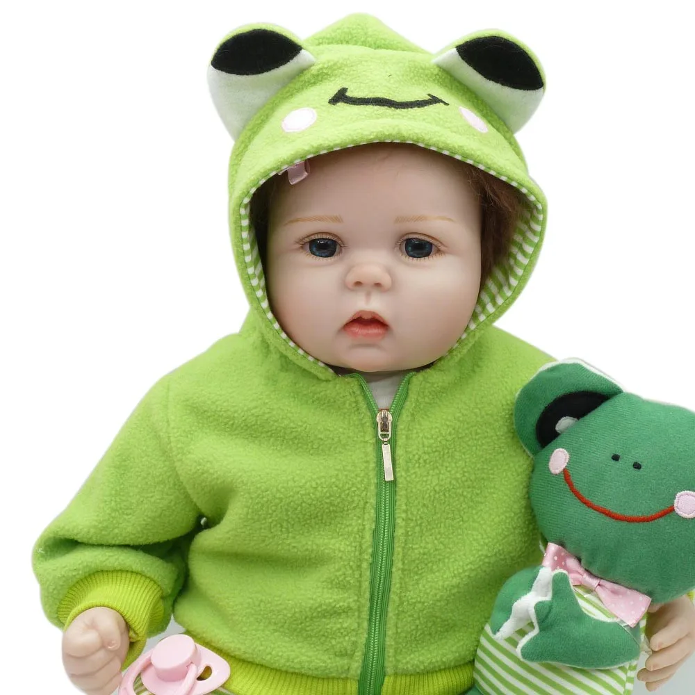 Кукла реборн с лягушкой плюшевая игрушка силиконовая виниловая + ПП хлопковая