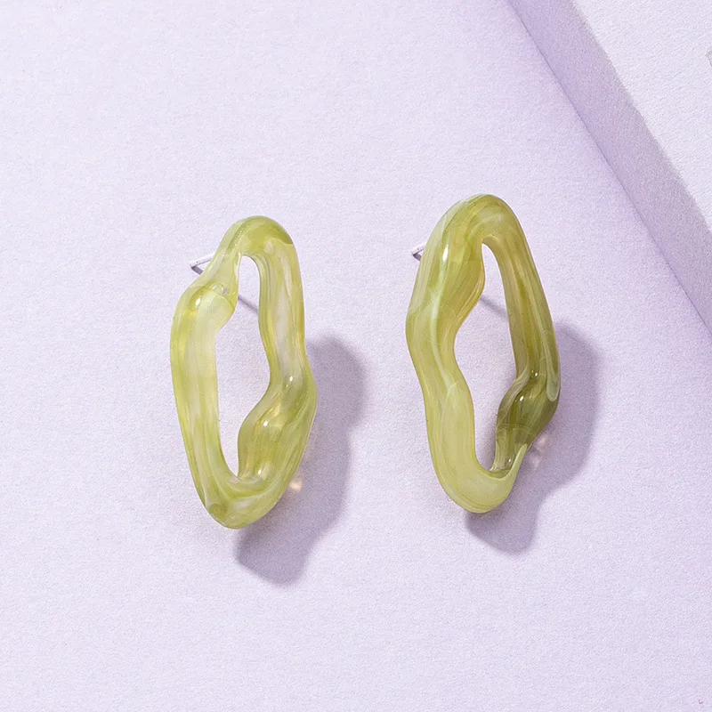 

Прозрачная зеленая акриловая смола, уксусная кислота, минимализм, нестандартная стандартная Женская бижутерия в Корейском стиле для вечер...