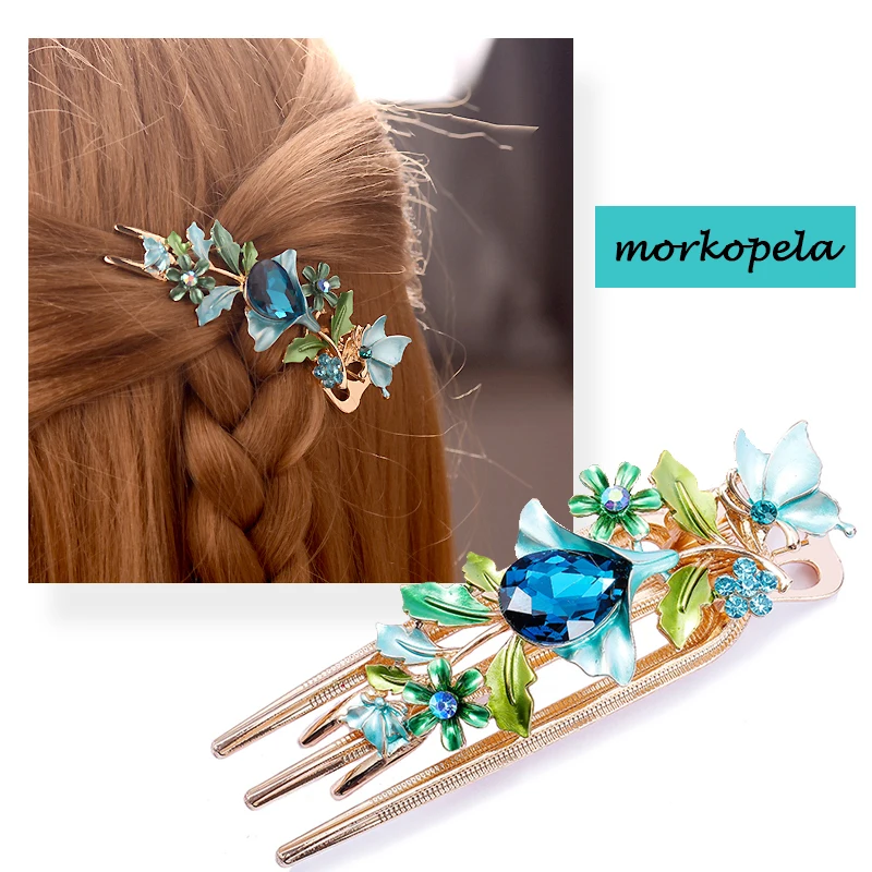 Заколка для волос Morkopela эмалированная заколка с цветами украшение свадьбы