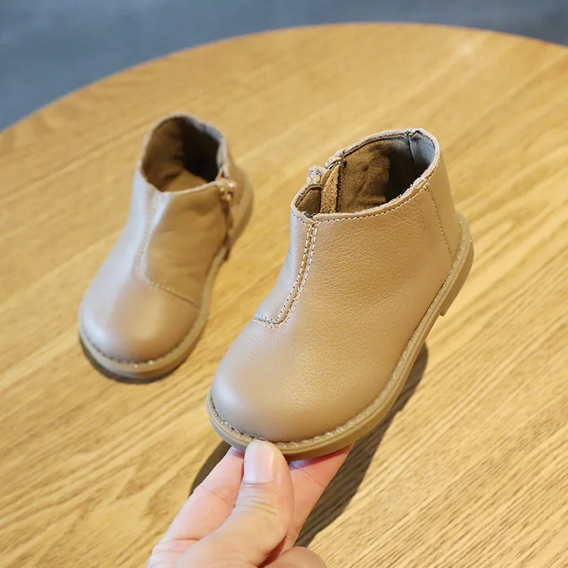 Детская обувь из натуральной кожи Детские теплые ботинки с мягкой подошвой