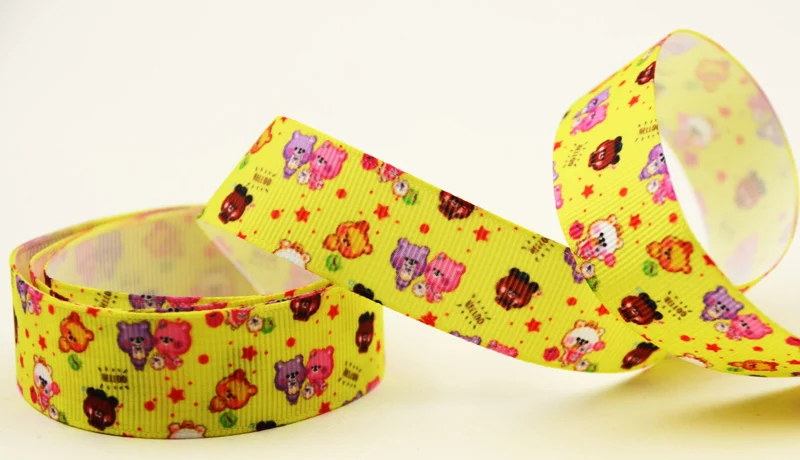 

22mm 25mm 38mm 75mm Bear cartoon printed Grosgrain Ribbon party decoration 10 Yards X-04378