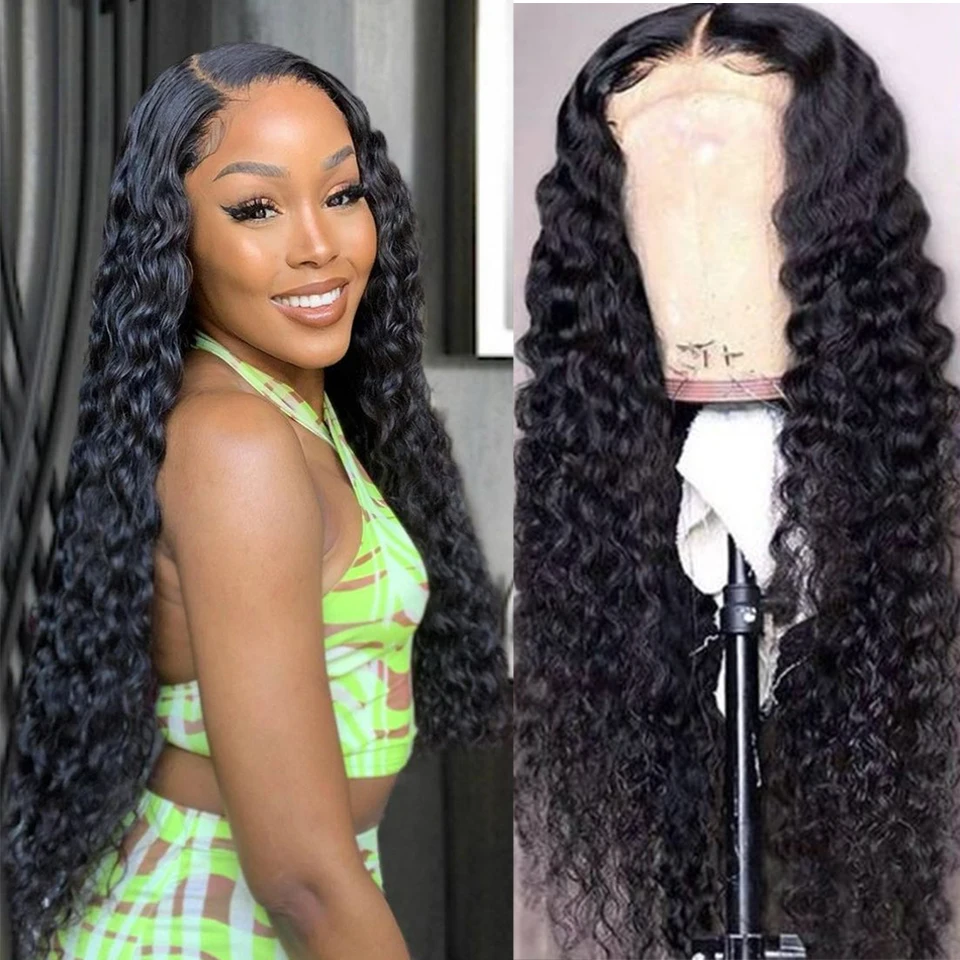 

13x4 HD Transparent Lace Front Human Hair Wigs Deep Wave Lace Frontal Wig For Women Pre Plucked Brazilian Curly Lace Closure Wig