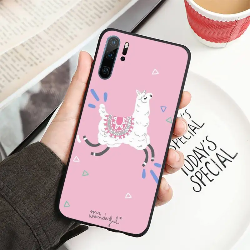 

Cute animal cartoon design alpaca Phone Case For huawei p30 p40 p20 lite pro p smart 2019 2020 nova 6 7 se pro 5t cover