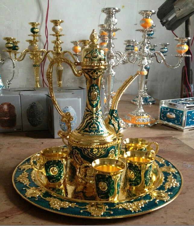 717 + зеленый металлический винный набор/чайный сервиз модный набор из цинкового