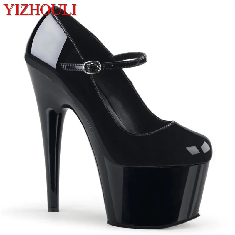 High heels of 7 inches, classic stiletto heels of 17cm with lacquered soles, dancing shoes for model party stage
