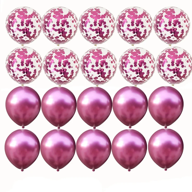 20pcs Metal Pink 20шт бордовые розовые и золотые воздушные шары набор Конфетти День Рождения хром шар Свадебные украшения дети металлические шары - Цвет: 20pcs Metal Pink