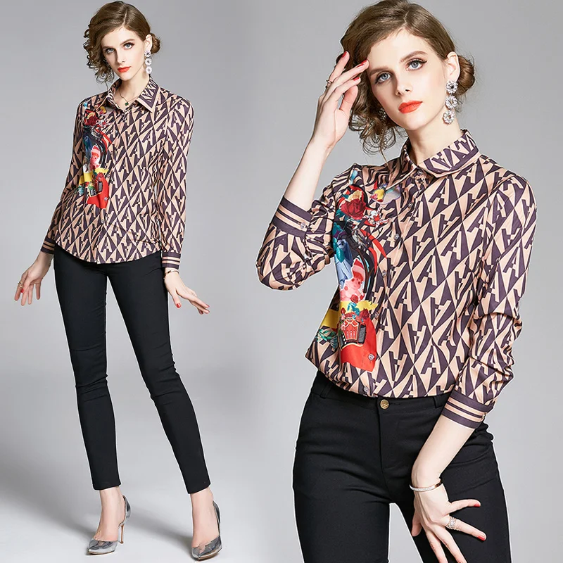 

Simgent Letter Print Blouses Women Long Sleeve Elegant Office Vrouwen Blouses Tops 2020 New Haut Femme Elegant Blusas SG003255