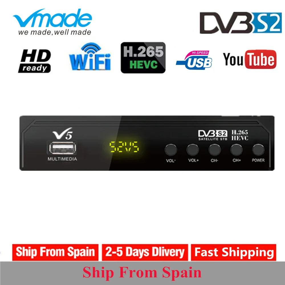 Vmade DVB S2 Full 1080P H.265 HEVC HD цифровой спутниковый ресивер ТВ тюнер Поддержка Youtube M3U