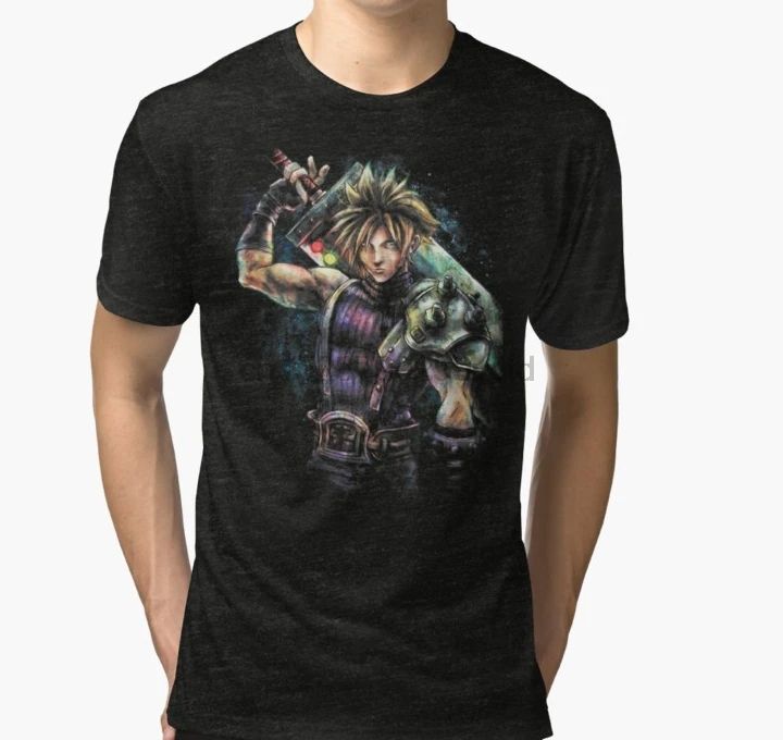 Мужская футболка EPIC CLOUD STRIFE последняя фантазия VII портрет Tri blend Футболка wo