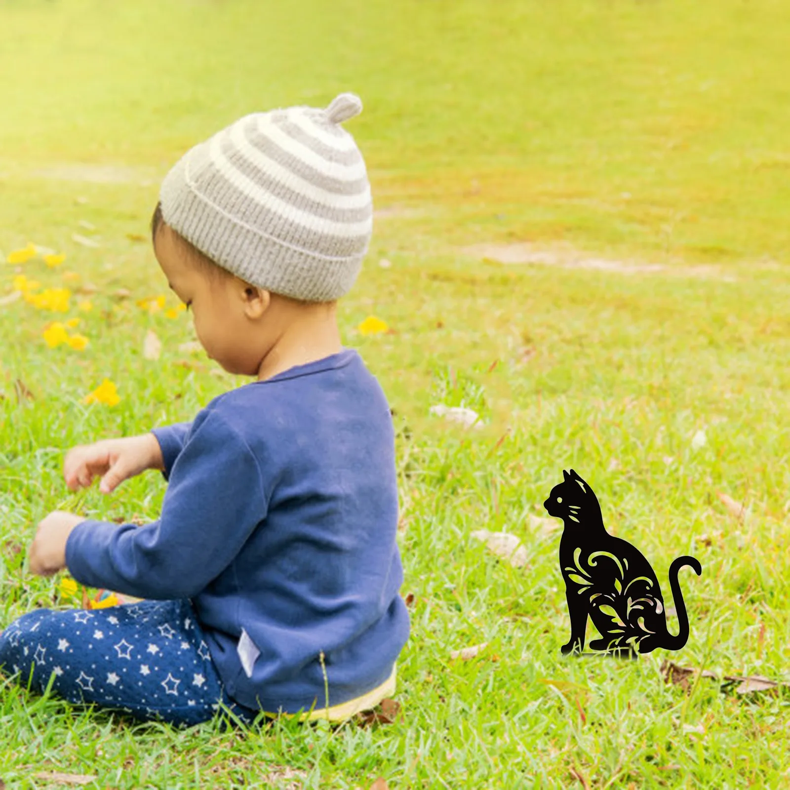 

Yard Art Cat Garden Inserts Acrylic Animal Hollow Inserts Yard Decoration Animal Model Garden Card Garden Decoration Accessorie