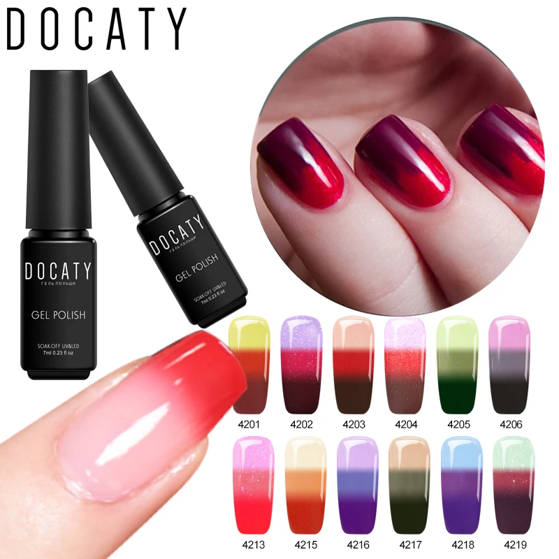 Гель-лак Docaty меняющий температуру неоновый блеск УФ-гель для ногтей отмачиваемый