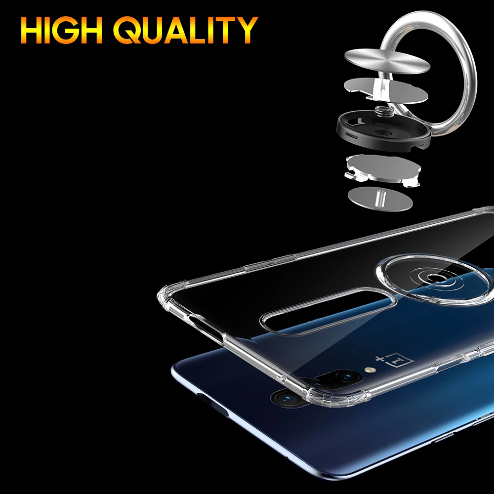 Для Oneplus 7 Pro прозрачный чехол TPU задняя крышка для Oneplus 7 Pro 6T полная задняя крышка чехол магнитный автомобильный держатель пресс-кольцо Capa