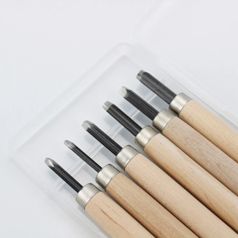 

Woodworking Carving Knife 6Pcs 2 Boxes/Set Boxed Rubber Stamp Carving Knife Handmade Wood Carving Knife Black Steel